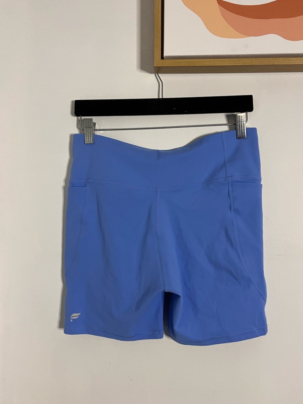 Fabletics Oasis PureLuxe Crossover 6'' Biker Shorts in Cerulean Blue - Picture 7 of 7